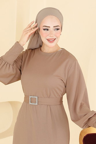 moda selvim فستان سهرة بيج 0783LVA1173 - Thumbnail