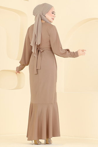 moda selvim فستان سهرة بيج 0783LVA1173 - Thumbnail