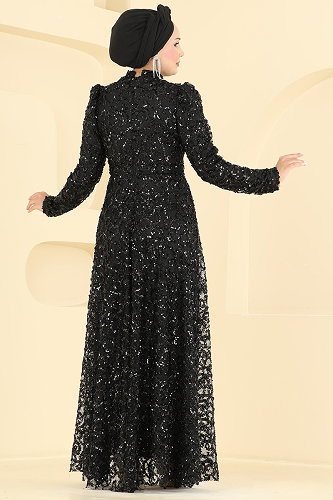 moda selvim Evening Dress 1030YG95 Black - Thumbnail