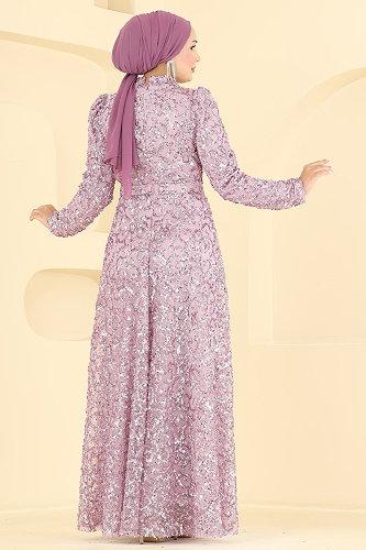 moda selvim Evening Dress 1030YG95 Rose Dried - Thumbnail