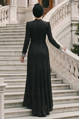 moda selvim Evening Dress 119DMNK1166 Black - Thumbnail