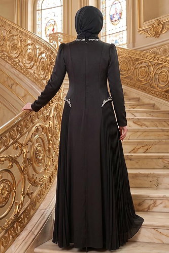 moda selvim Evening Dress 145DMNK1166 Black - Thumbnail