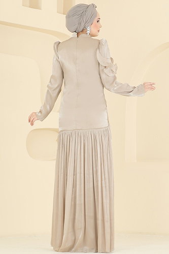 moda selvim Evening Dress 157D170 Cream - Thumbnail