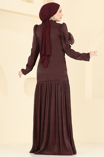 moda selvim فستان سهرة توتي غامق 157D170 - Thumbnail
