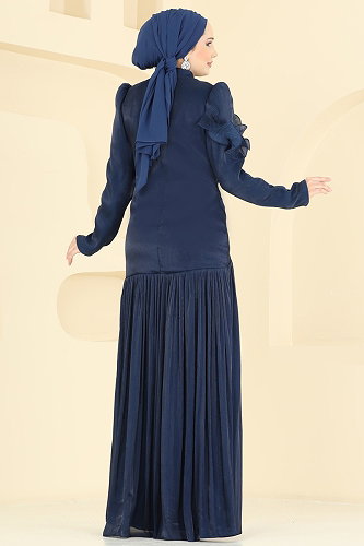 moda selvim فستان سهرة كحلي 157D170 - Thumbnail