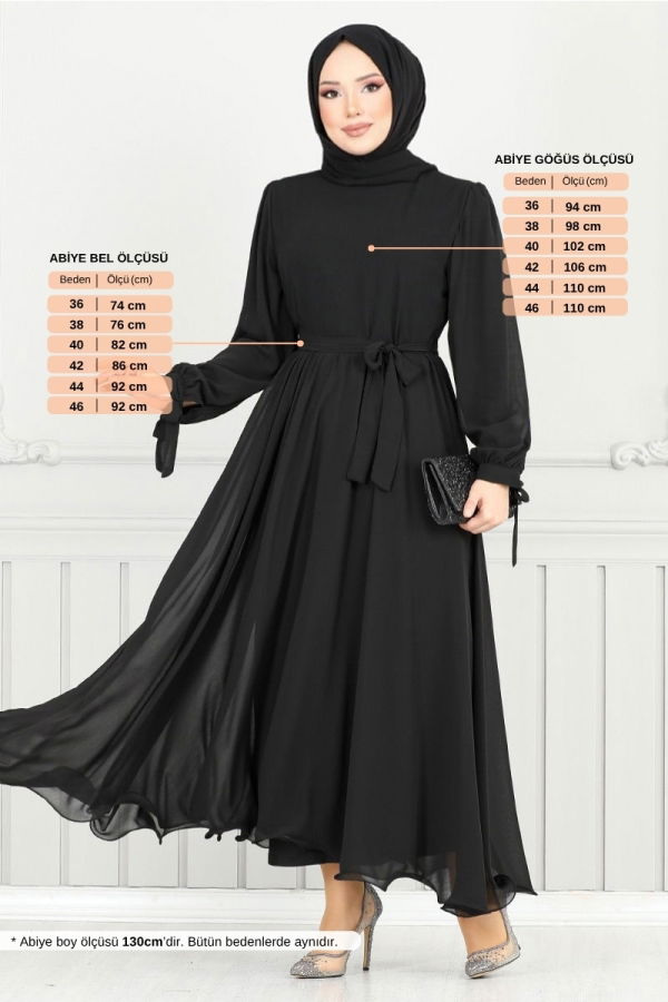 Modaselvim خصم صافٍ20%+20% في سلة التسوق فستان سهرة أسود 16217BSK984-M