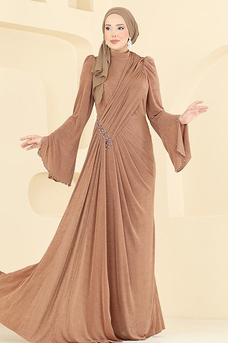 moda selvim فستان سهرة لاتيه 173DMNK1166 - Thumbnail