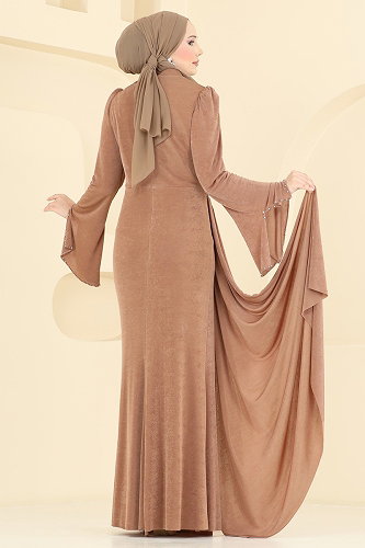 moda selvim فستان سهرة لاتيه 173DMNK1166 - Thumbnail