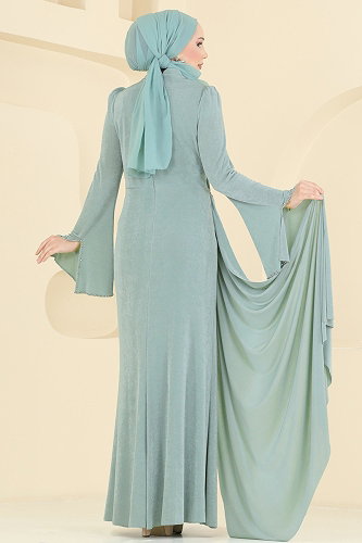 moda selvim Evening Dress 173DMNK1166 Mint - Thumbnail