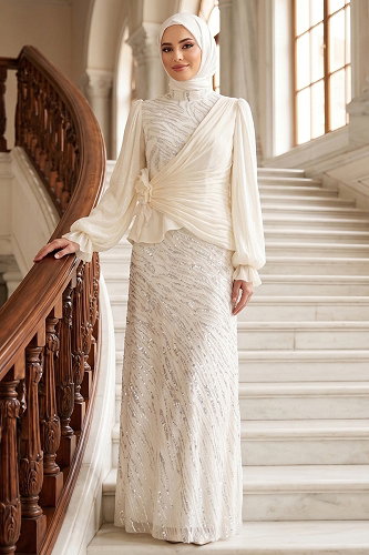 moda selvim فستان سهرة سكري 175DMNK1166 - Thumbnail