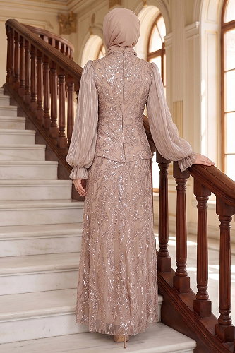 moda selvim Evening Dress 175DMNK1166 Vision - Thumbnail