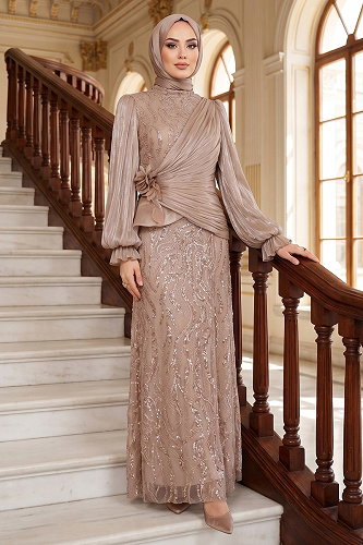 moda selvim Evening Dress 175DMNK1166 Vision - Thumbnail