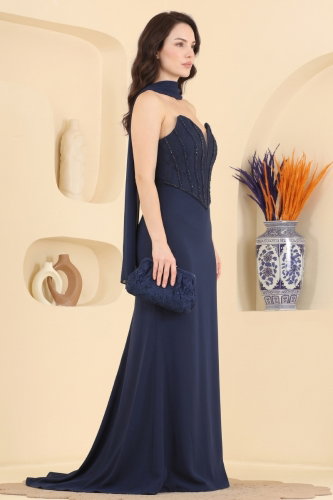 D.M.N.K. - Evening Dress 185DMNK1166 Navy Blue