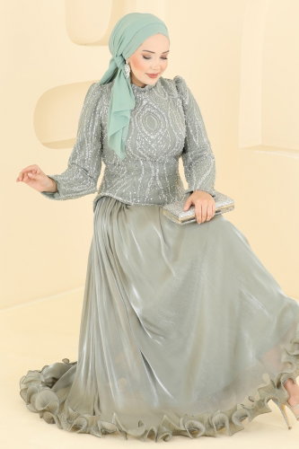 D.M.N.K. - فستان سهرة اخضر فاتح 197DMNK1166