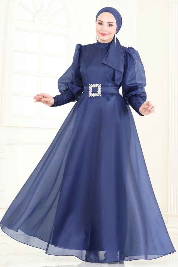 Evening Dress 2003LPN858 Navy Blue - 3