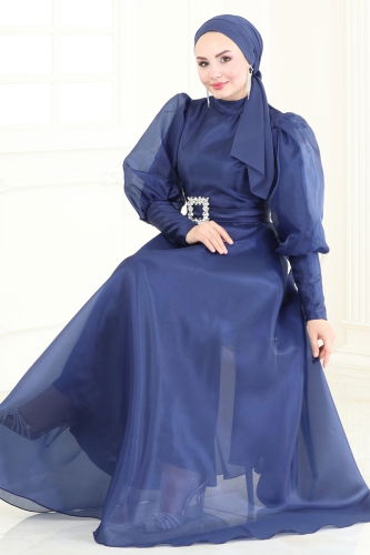 Evening Dress 2003LPN858 Navy Blue 