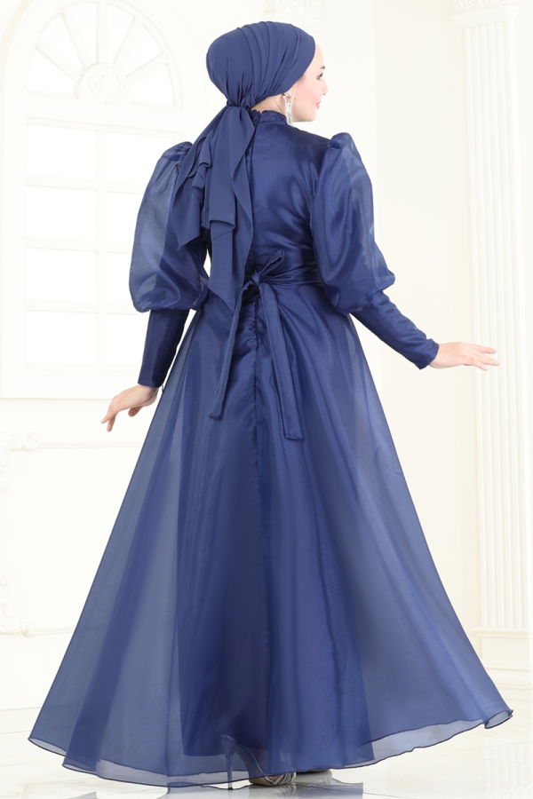 Evening Dress 2003LPN858 Navy Blue - 6