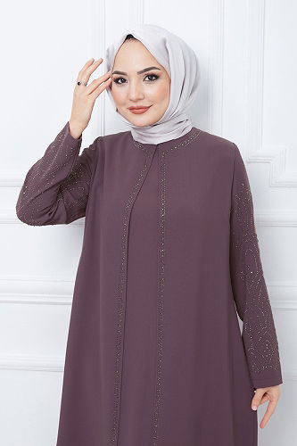 moda selvim Evening Dress 2003OZT1013 Powder Vision - Thumbnail