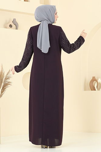 moda selvim Evening Dress 2003OZT1013 Purple - Thumbnail