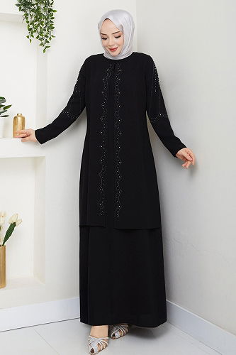 moda selvim Evening Dress 2009OZT1013 Black - Thumbnail