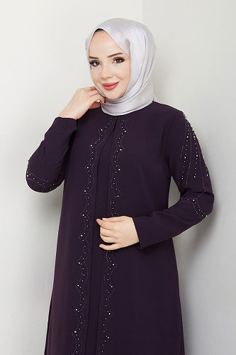 moda selvim فستان سهرة أرجواني 2009OZT1013 - Thumbnail