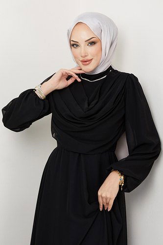 moda selvim Evening Dress 2010LPN858 Black - Thumbnail