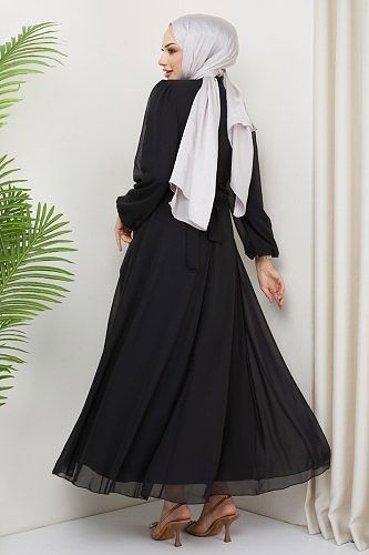 moda selvim Evening Dress 2010LPN858 Black - Thumbnail