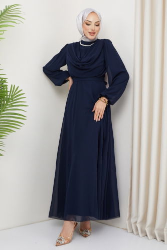 L.P.N. - Evening Dress 2010LPN858 Navy Blue