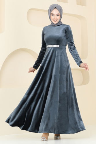 moda selvim Evening Dress 2013MEY846 Anthracite - Thumbnail