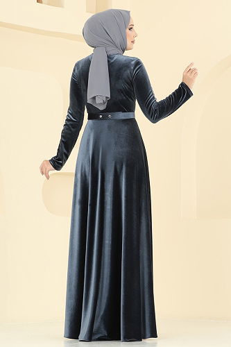 moda selvim Evening Dress 2013MEY846 Anthracite - Thumbnail