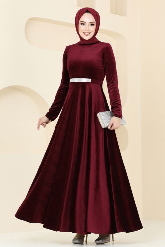 moda selvim Evening Dress 2013MEY846 Burgundy - Thumbnail