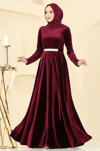moda selvim Evening Dress 2013MEY846 Burgundy - Thumbnail