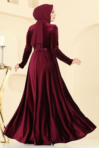 moda selvim Evening Dress 2013MEY846 Burgundy - Thumbnail