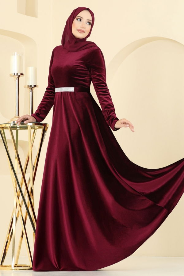 Modaselvim خصم صافٍ20%+20% في سلة التسوق فستان سهرة خمري 2013MEY846