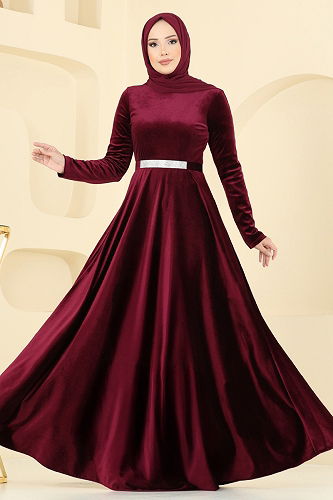 moda selvim فستان سهرة خمري 2013MEY846 - Thumbnail