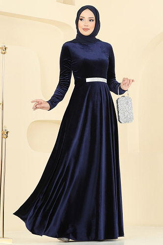 moda selvim Evening Dress 2013MEY846 Navy Blue - Thumbnail
