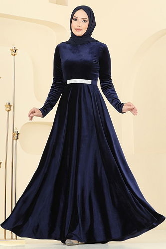 moda selvim Evening Dress 2013MEY846 Navy Blue - Thumbnail