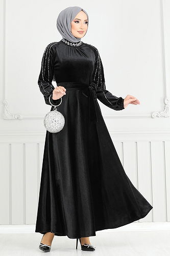 moda selvim Evening Dress 2014EFY931-M Black - Thumbnail