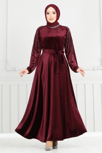 moda selvim Evening Dress 2014MEY846 Burgundy - Thumbnail