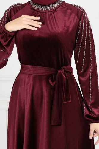 moda selvim Evening Dress 2014MEY846 Burgundy - Thumbnail