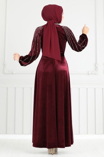 moda selvim Evening Dress 2014MEY846 Burgundy - Thumbnail