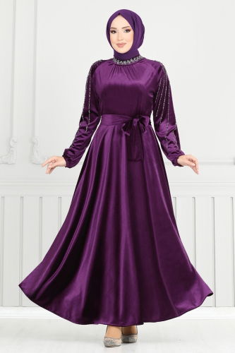 moda selvim Evening Dress 2014MEY846 Purple - Thumbnail