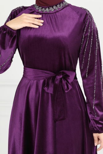 moda selvim Evening Dress 2014MEY846 Purple - Thumbnail