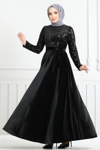 moda selvim Evening Dress 2015MEY846 Black - Thumbnail