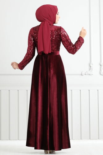 moda selvim Evening Dress 2015MEY846 Burgundy - Thumbnail