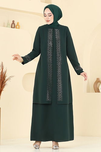 moda selvim Evening Dress 2024OZT1013 Khaki - Thumbnail