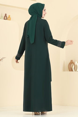 moda selvim Evening Dress 2024OZT1013 Khaki - Thumbnail