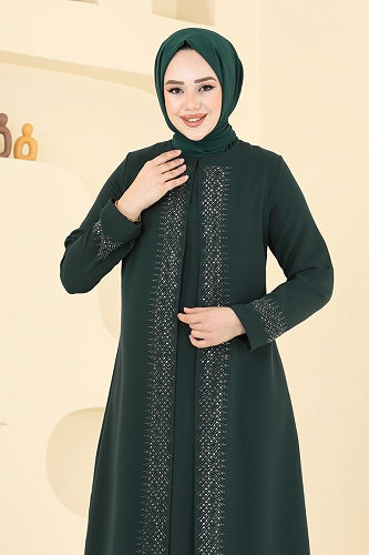 moda selvim فستان سهرة اخضر عفني 2024OZT1013 - Thumbnail