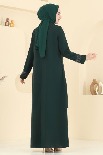 moda selvim فستان سهرة اخضر عفني 2024OZT1013 - Thumbnail