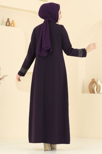 moda selvim فستان سهرة أرجواني 2024OZT1013 - Thumbnail